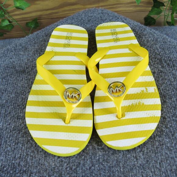 Michael Kors Women's Flip Flop Yellow Synthetic Sz 8 Medium Gently Used 2025 - Picture 2 of 6